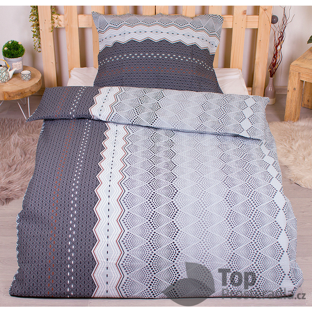 TOP Krepové povlečení Deluxe 140x200+70x90 - Ekinoks šedá