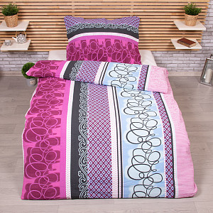 Krepové povlečení Deluxe 140x200+70x90 Purple spin