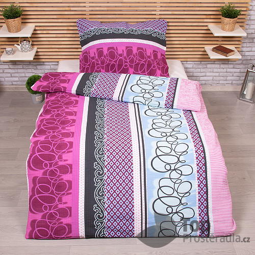 Krepové povlečení Deluxe 140x200+70x90 Purple spin
