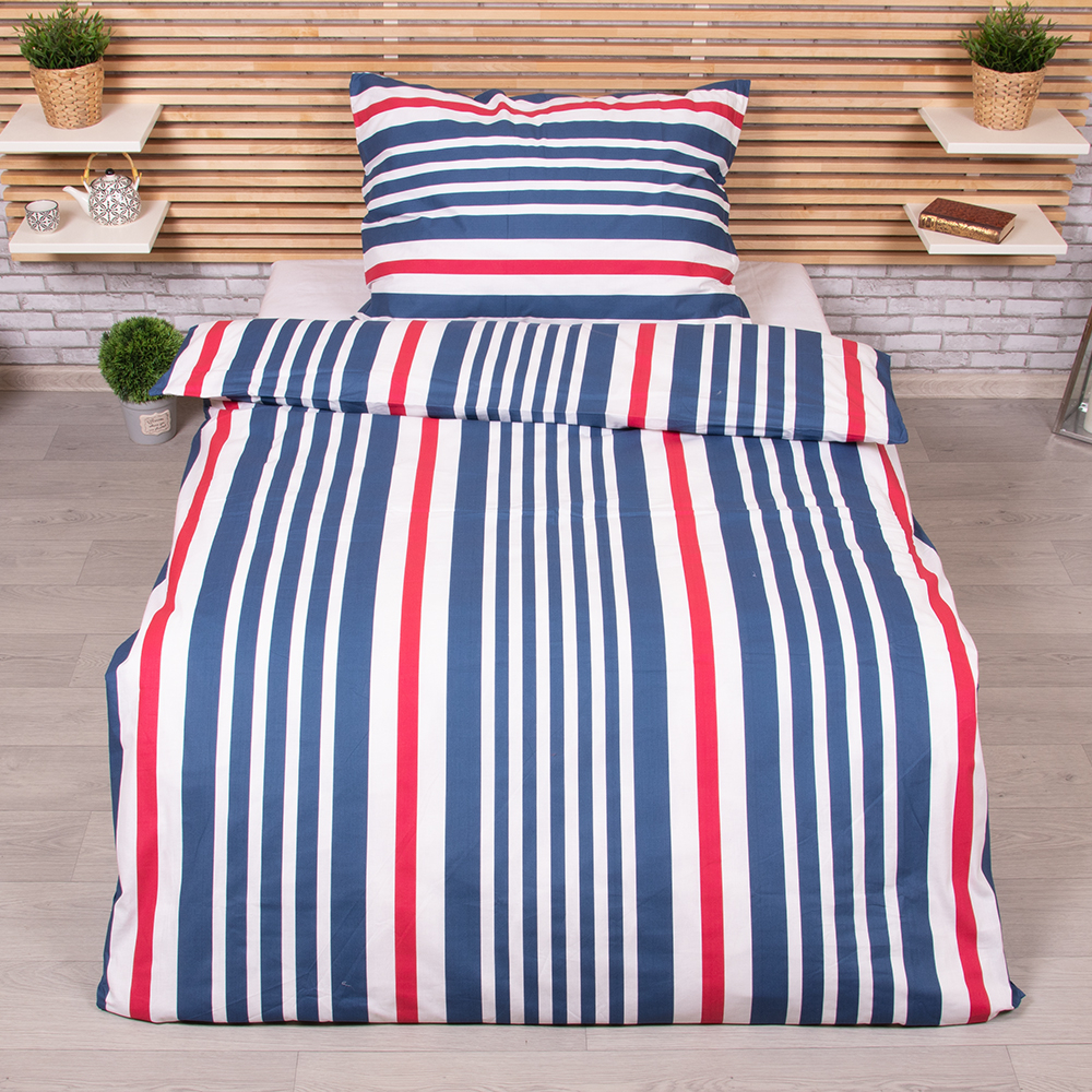 TP Luxusní RANFORCE Bavlněné povlečení 140x200+70x90 - Pruhy modré