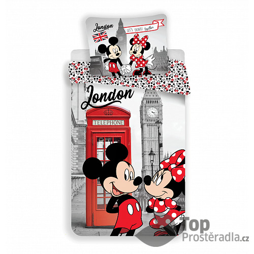 Bavlněné povlečení 140x200+60x80 Mickey & Minnie in London Telephone II