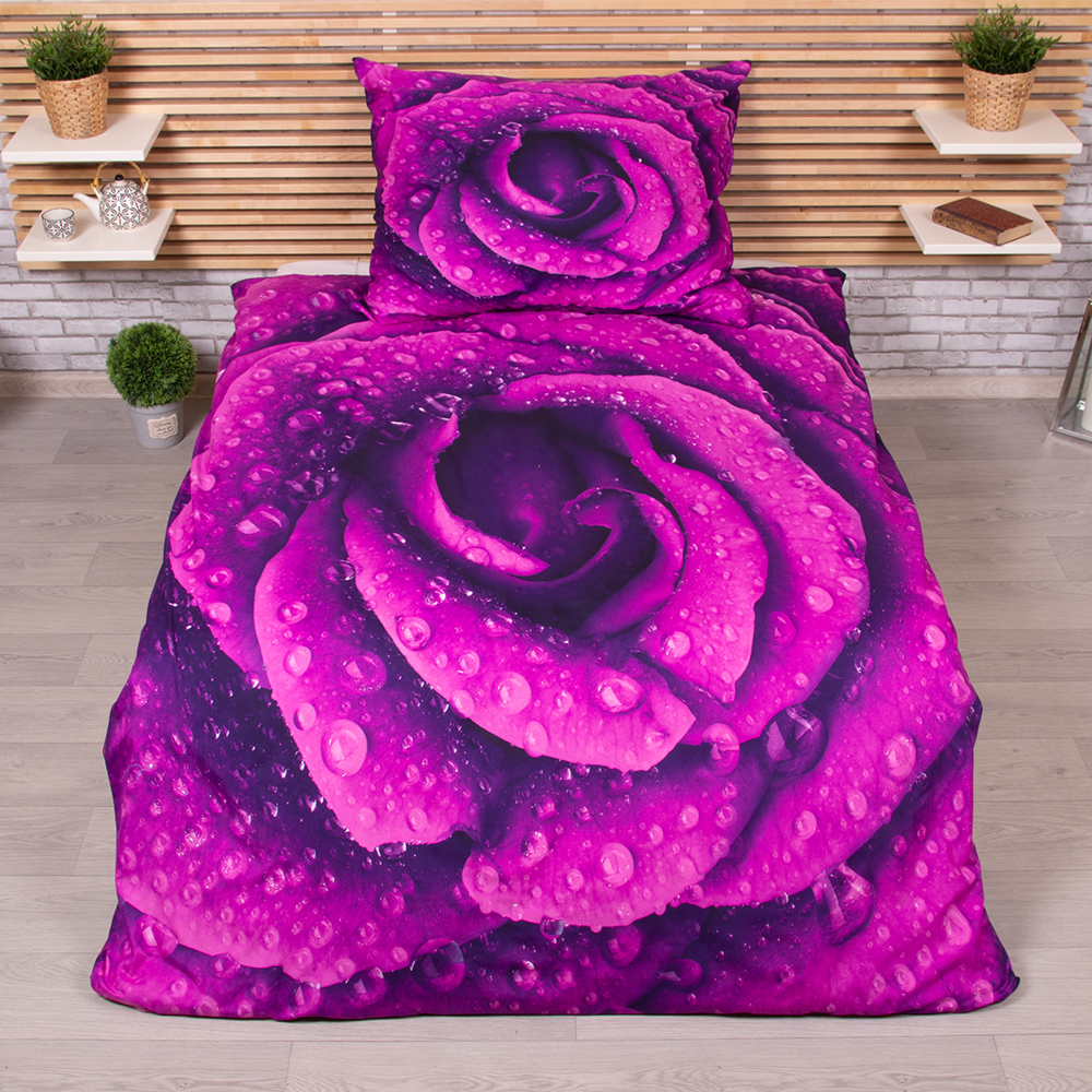TP 3D povlečení 140x200 + 70x90 - Orosená růže