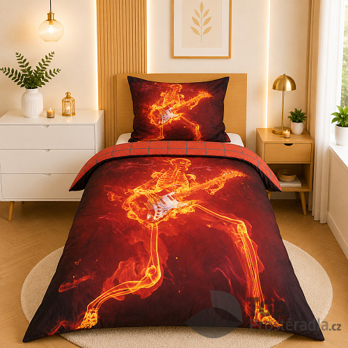 3D povlečení 140x200+70x90 Ohnivý kytarista