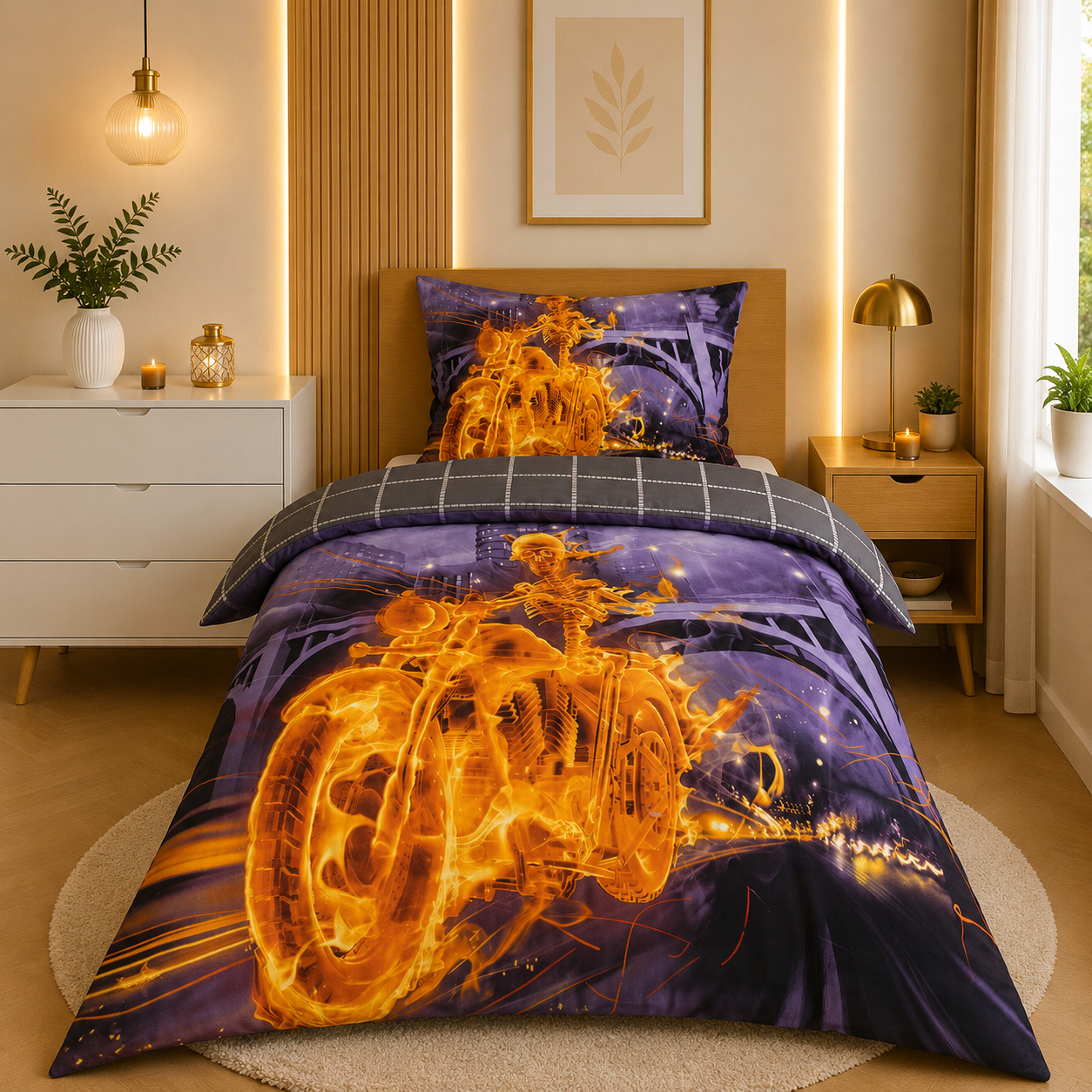 Levně TOP 3D povlečení 140x200+70x90 Ohnivý jezdec