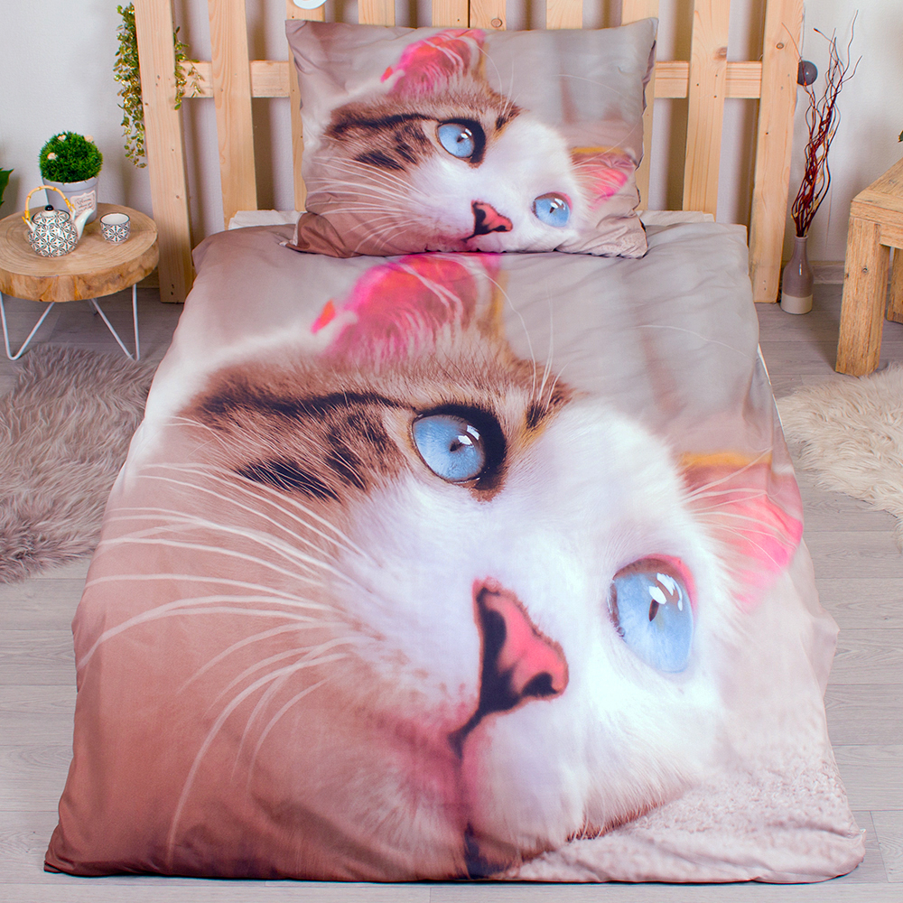 TP 3D povlečení 140x200 + 70x90 - Kočka modrooká