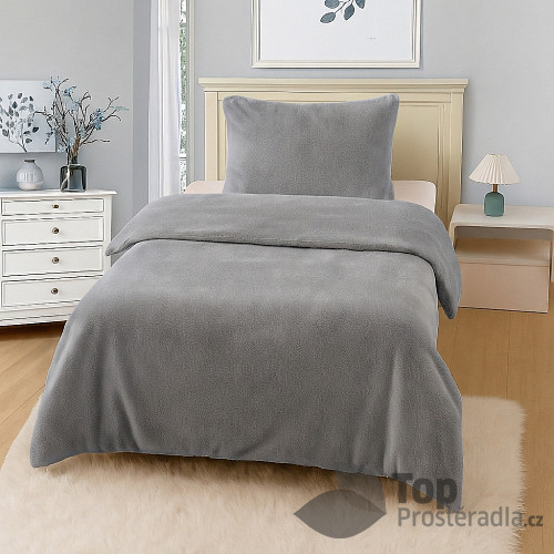 Jednobarevné mikroplyšové povlečení Premium 140x200+70x90 Šedé