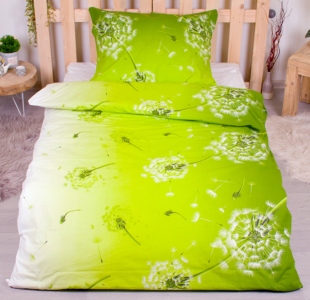 Bavlněné povlečení Deluxe 140x200+70x90 Pampeliška zelená