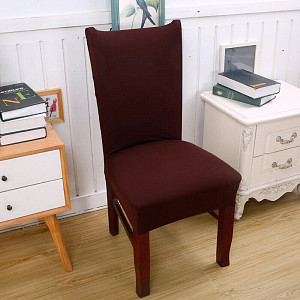Univerzální elastický potah na židli jednobarevný - Tmavě hnědá