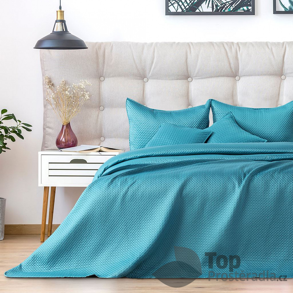 TOP Dekorační přehoz na postel CARMEN 240x260 - Tyrkysový