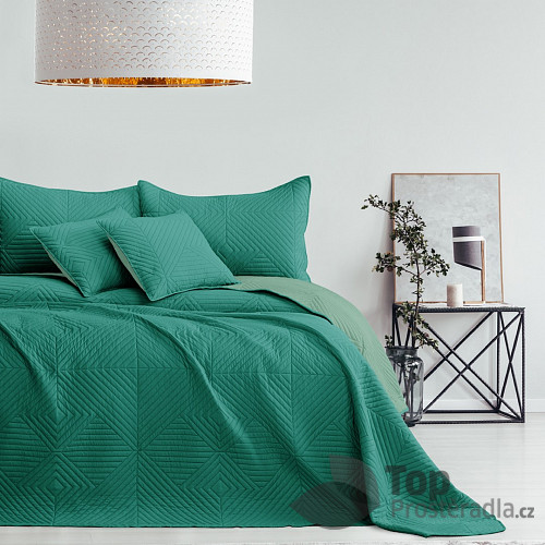 Dekorační přehoz na postel SOFTA 240x260 - Tmavě zelená/světle zelená