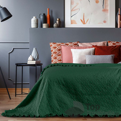 Dekorační přehoz na postel TILIA 240x260 - Lahvově zelený