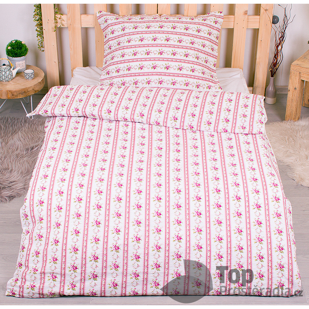 Krepové povlečení DELUXE 140x200+70x90 - Retro růžové