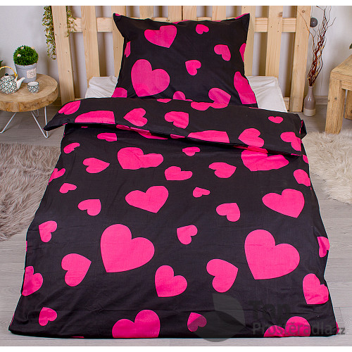 Povlečení DeLuxe 140x200+70x90 Srdce