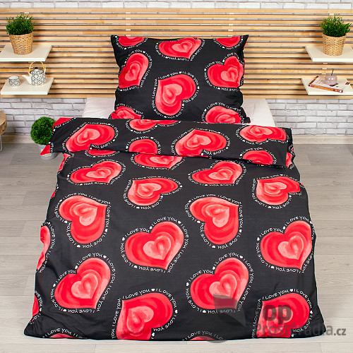Polybavlněné povlečení DeLuxe  140x200+70x90 Valentýn