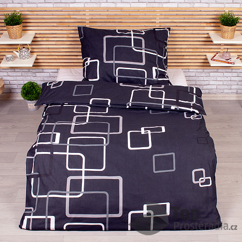 Povlečení DeLuxe 140x200+70x90 Černobílé kostky