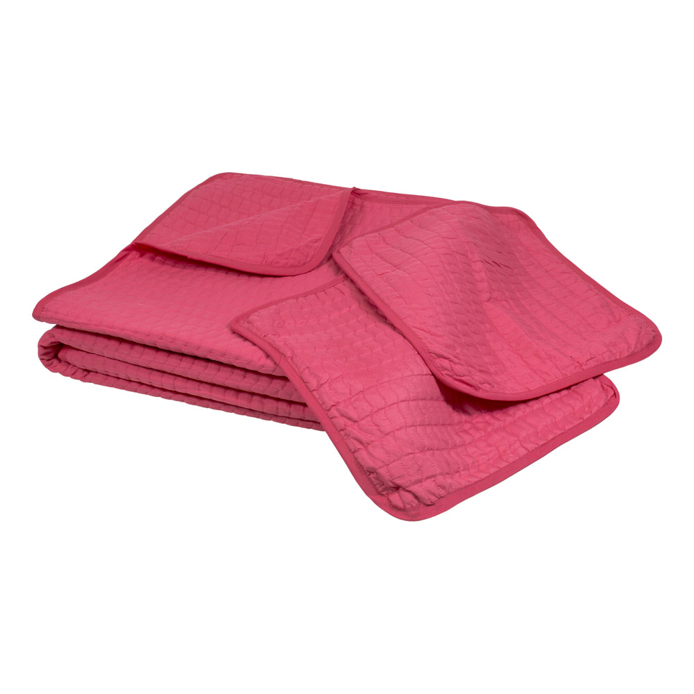 TP Přehoz na postel s povlaky na polštářky 220x240 + 2x 40x40 Růžová