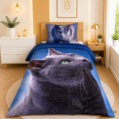 3D povlečení 140x200+70x90 Dark cat