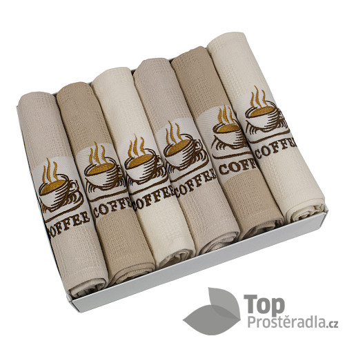 Coffee dárkový set - vaflové utěrky 6ks