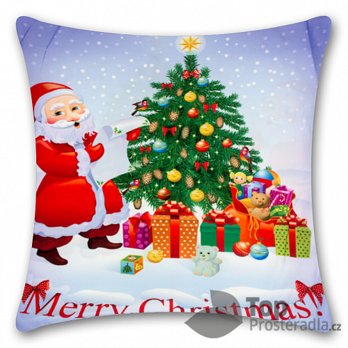Povlak na polštářek s vánočním motivem 45x45 Stromek s dárky