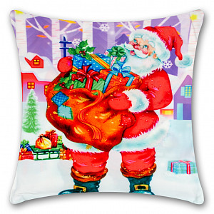 Povlak na polštářek s vánočním motivem 45x45 Santa s dárky