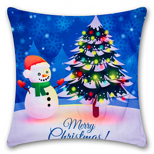 Povlak na polštářek s vánočním motivem 45x45 Sněhulák Merry Xmas