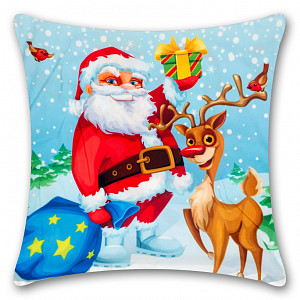 Povlak na polštářek s vánočním motivem 45x45 Santa s Rudolfem