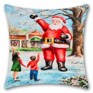 Povlak na polštářek s vánočním motivem 45x45 Santa s dětmi