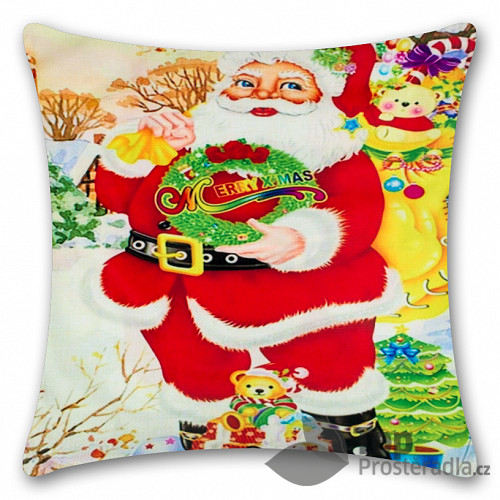 Povlak na polštářek s vánočním motivem 45x45 Santa přeje