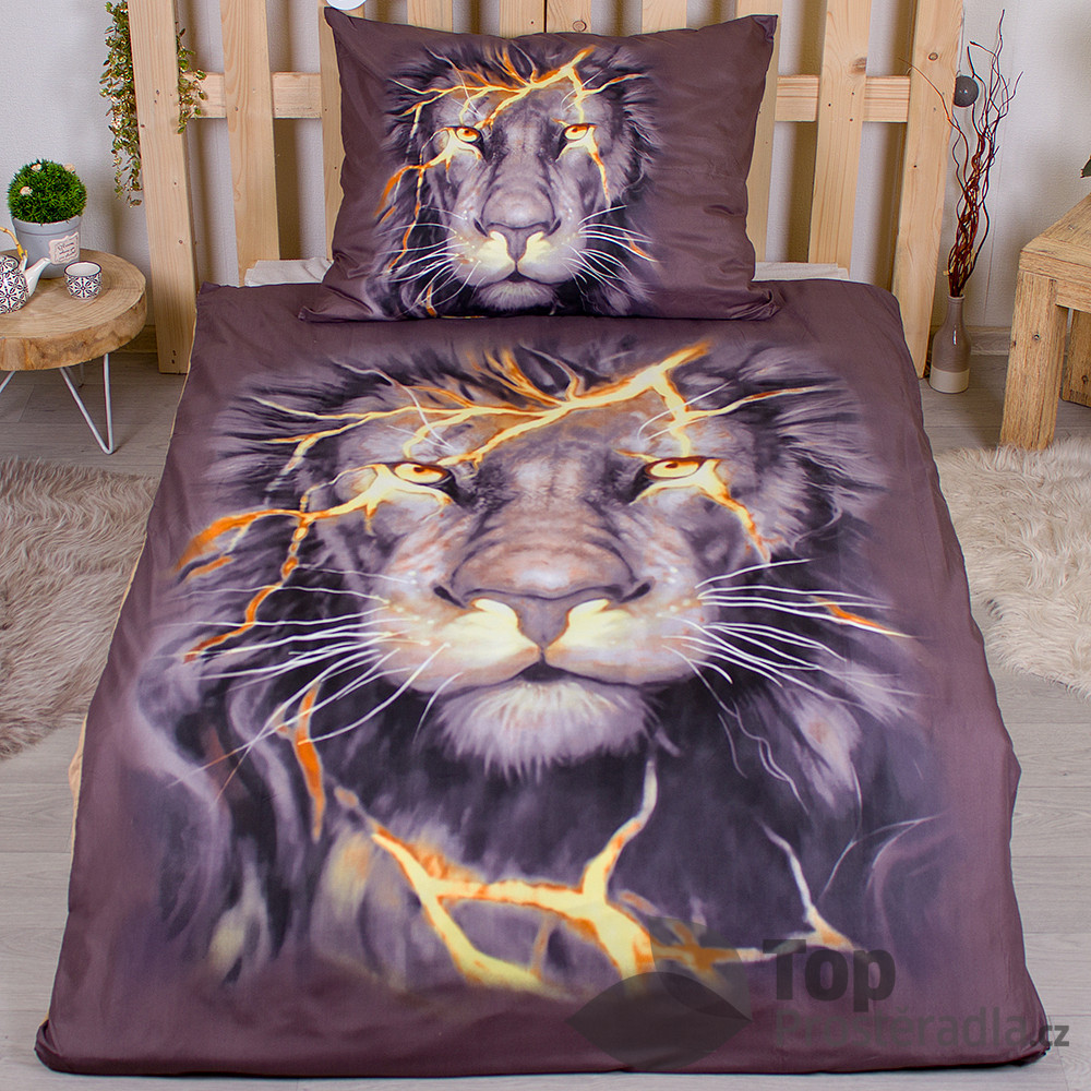 TOP 3D povlečení 140x200 70x90 Thunder lion