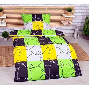 Povlečení DeLuxe 140x200+70x90 - Limetkové šachy