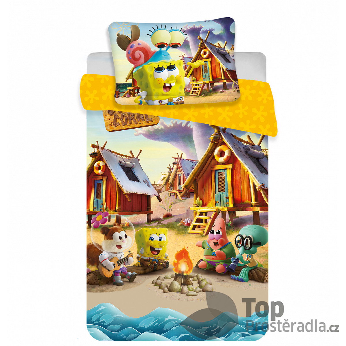 TP Bavlněné povlečení do postýlky 40x60+100x135 Sponge Bob baby