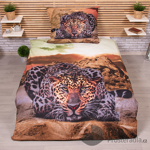 3D povlečení 140x200+70x90 Leopard