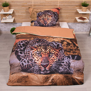 3D povlečení 140x200+70x90 Leopard