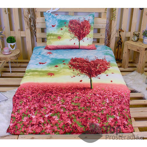 3D povlečení 140x200+70x90 Zamilovaný podzim