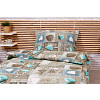 Krepové povlečení STANDARD 140x200+70x90 Romantika tyrkys