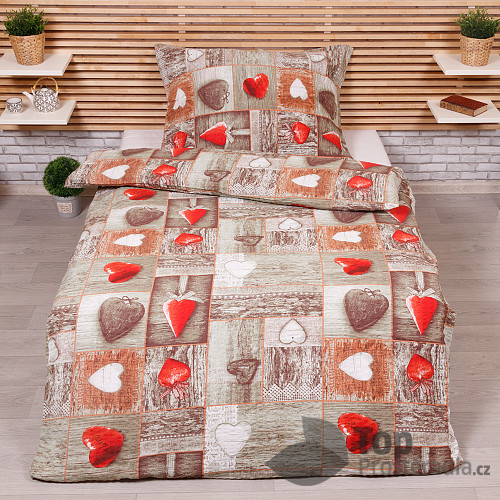 Krepové povlečení STANDARD 140x200+70x90 Romantika červená