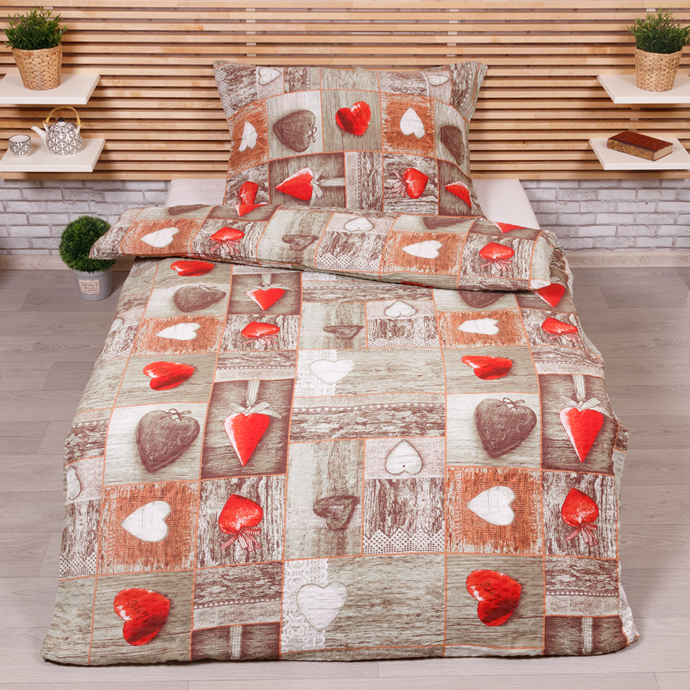 Krepové povlečení STANDARD 140x200+70x90 Romantika červená