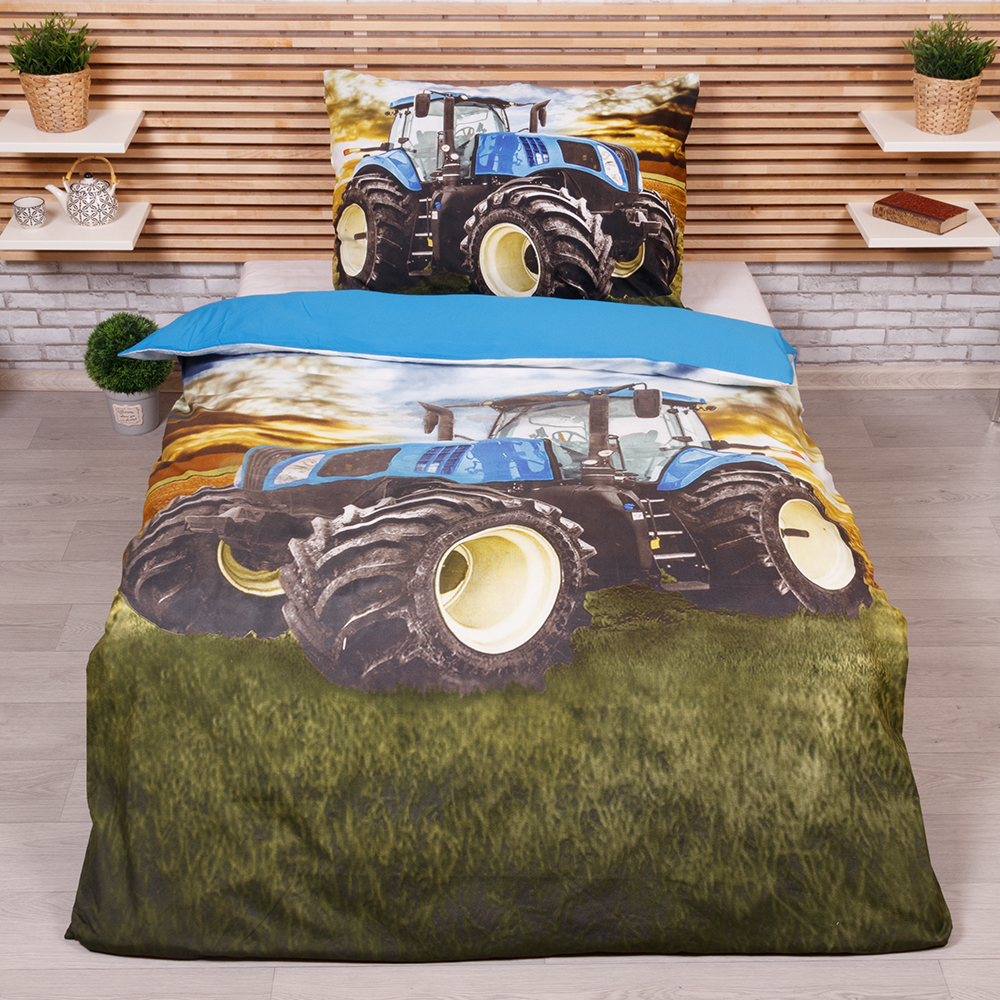 TP 3D povlečení 140x200+70x90 - Traktor modrý