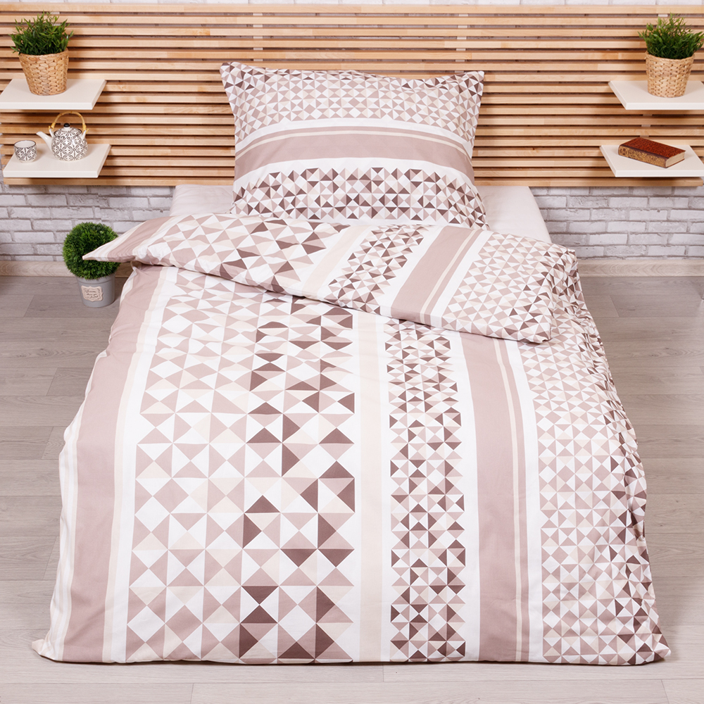 TP Bavlněné povlečení 140x200+70x90 - Střepy hnědé