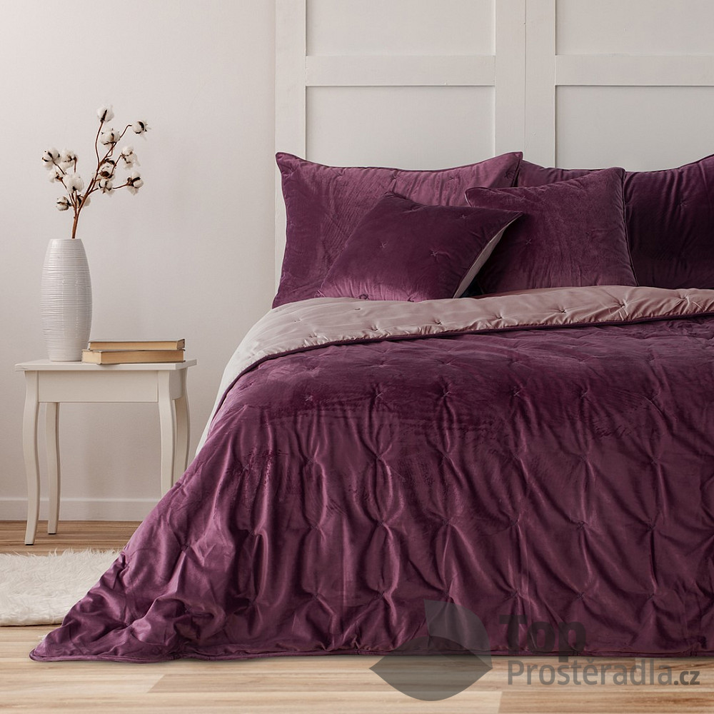 TP Oboustranný prošívaný přehoz na postel DAISY 220x240 - Fialovo-růžový