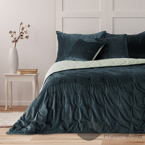 Oboustranný prošívaný přehoz na postel DAISY 220x240 - Modro-krémový