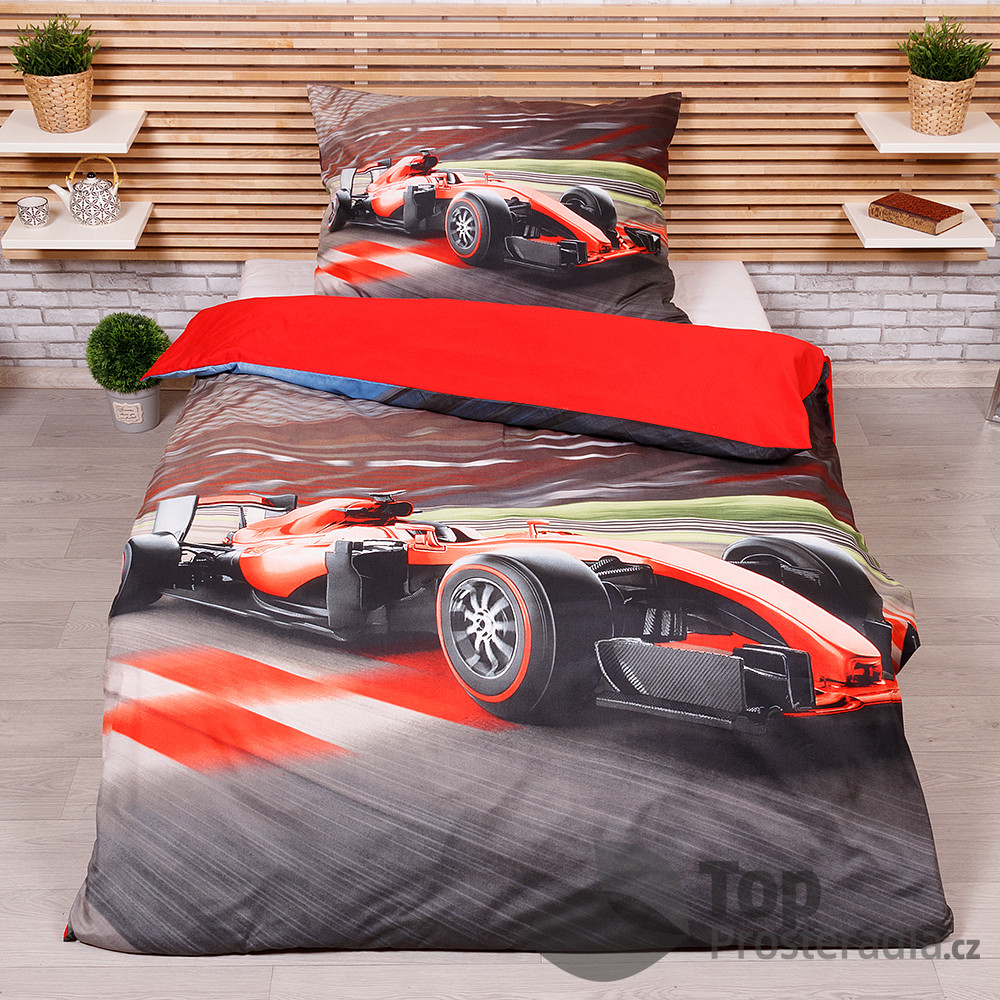 TP 3D povlečení 140x200+70x90 - Formule červená