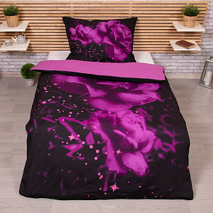 3D povlečení 140x200+70x90 - Purple rose
