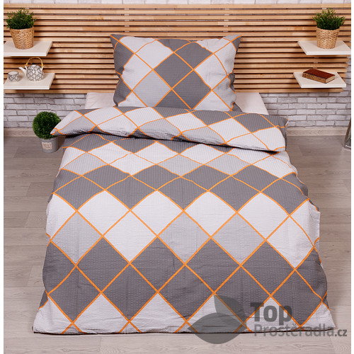 Krepové povlečení Deluxe 140x200+70x90 Káry tmavě šedé