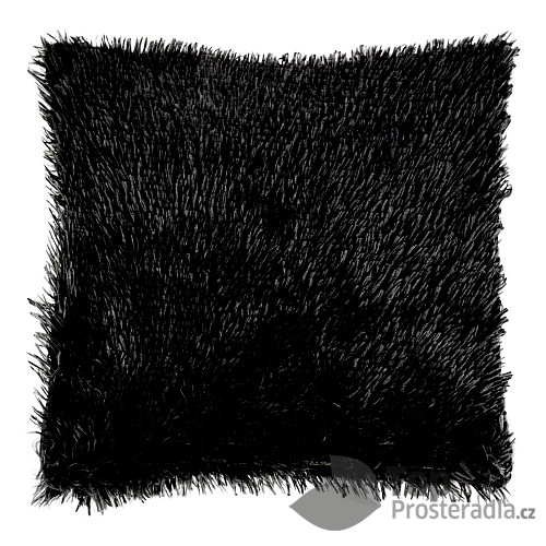 Set luxusní povlak na polštářek s dlouhým vlasem 40x40 - Černá + polštář
