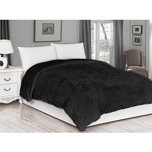 Luxusní deka s dlouhým vlasem 150x200 - Černá