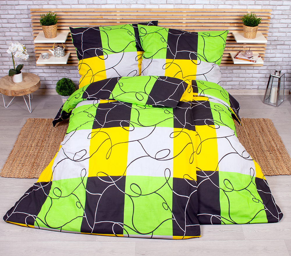 TP Francouzské povlečení 220x200+2x70x90 - Limetkové šachy