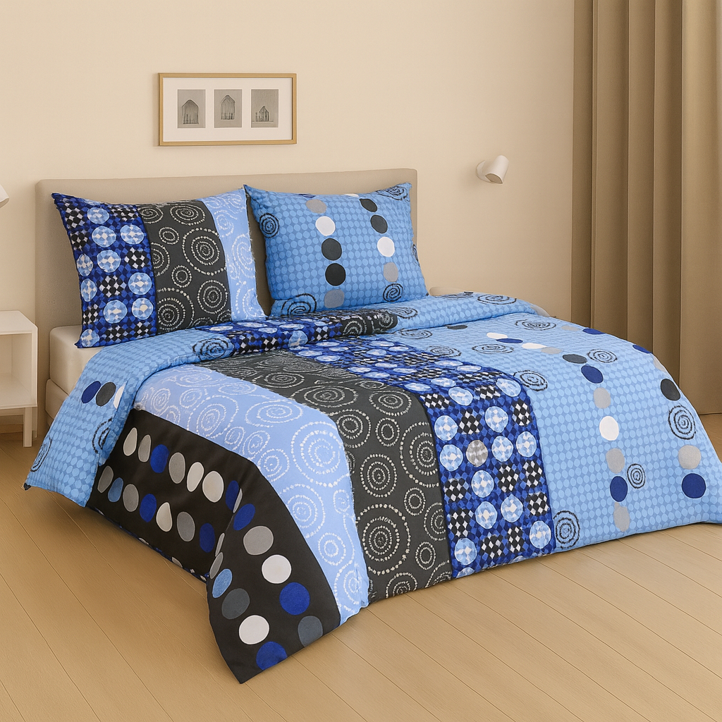 TP Francouzské povlečení 220x200+2x70x90 - Circles modré