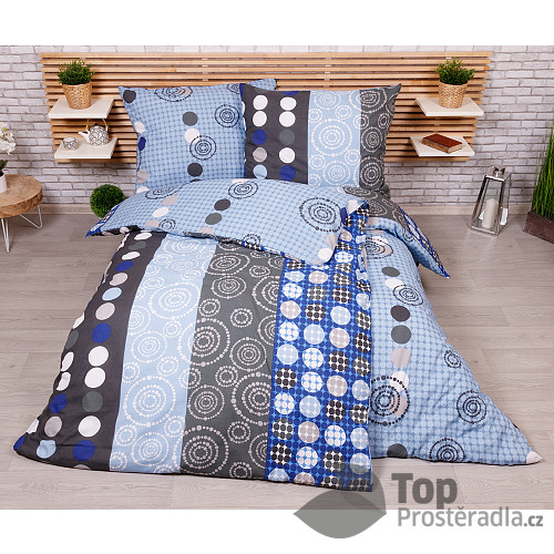 Sada povlečení na dvě lůžka 140x200+70x90 Circles modré
