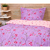 Prodloužené bavlněné povlečení 140x220+70x90 Fleur fialová